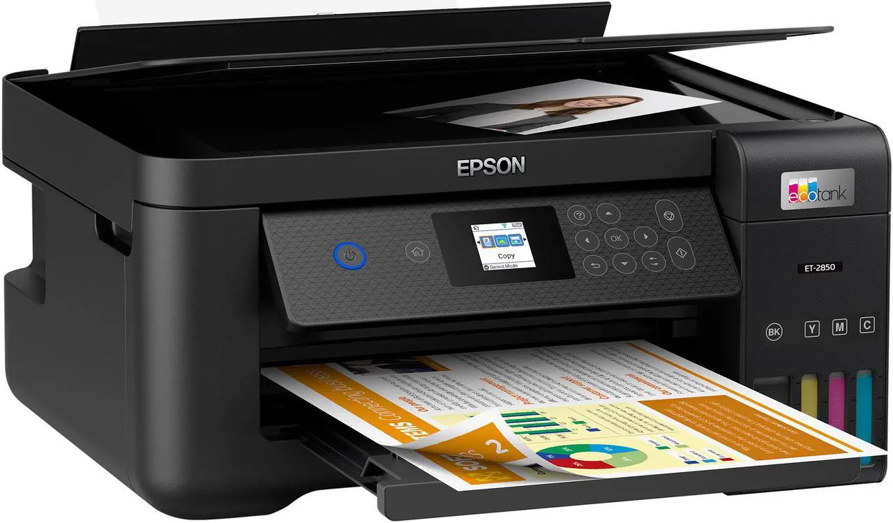 Alt view image 8 of 8 - Epson EcoTank ET-2850 Black Wireless Color All-in-One Printer (C11CJ63201)