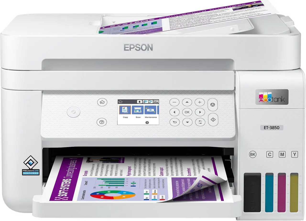 Alt view image 7 of 8 - Epson EcoTank ET-3850 Wireless Color All-in-One Cartridge-Free Supertank Printer with Scanner, Copier, ADF and Ethernet