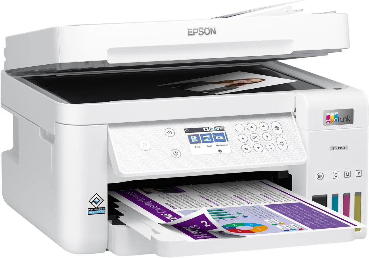 Alt view image 8 of 8 - Epson EcoTank ET-3850 Wireless Color All-in-One Cartridge-Free Supertank Printer with Scanner, Copier, ADF and Ethernet