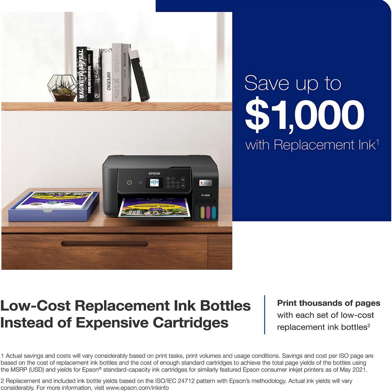 Alt view image 5 of 8 - Epson EcoTank® ET-2800 AIO Black Printer Home Office