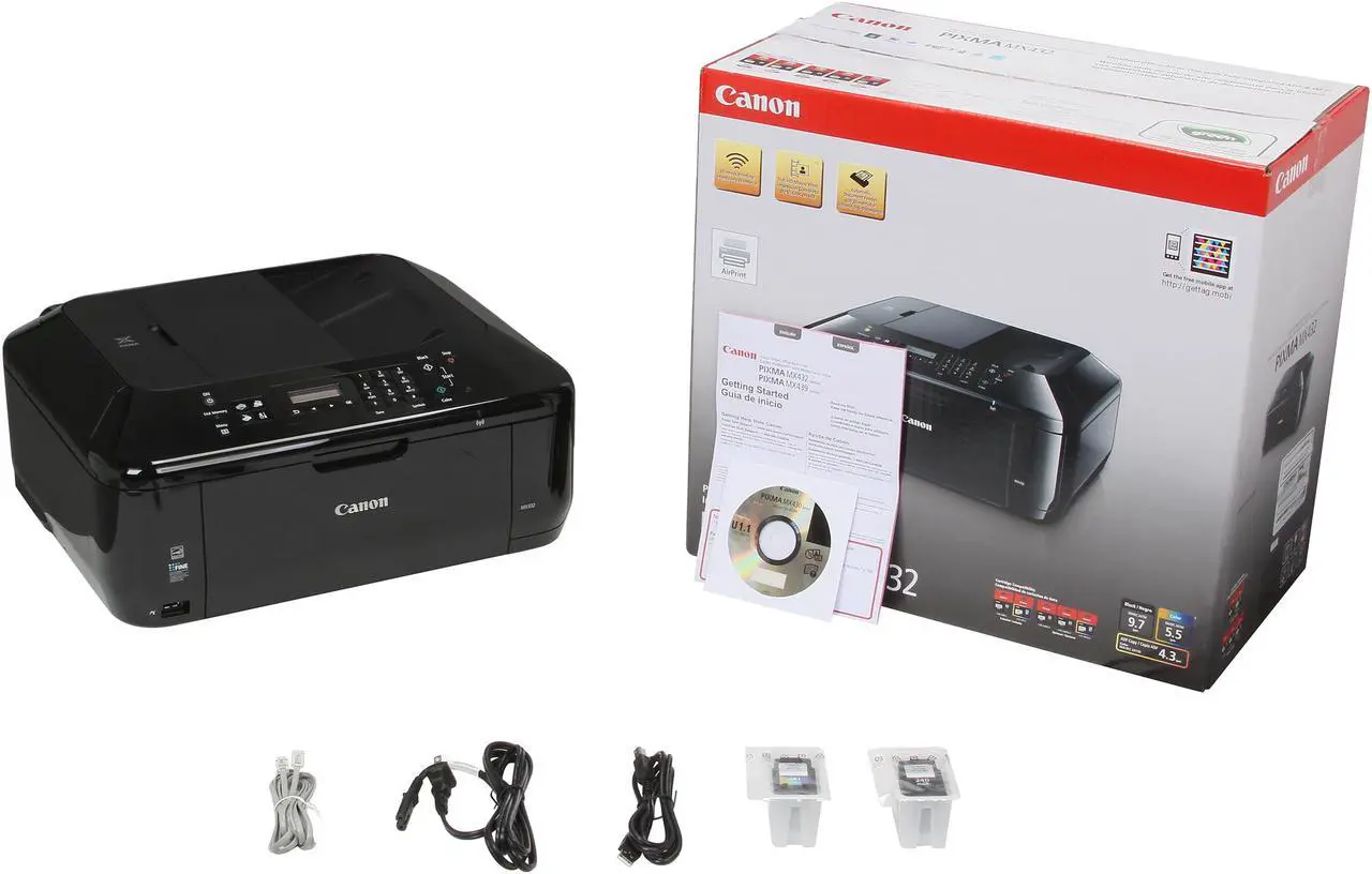 Alt view image 7 of 7 - Canon PIXMA MX432 ESAT: 9.7 ipm Black Print Speed 4800 x 1200 dpi Color Print Quality USB / Wi-Fi InkJet All-In-One Color Inkjet Printer