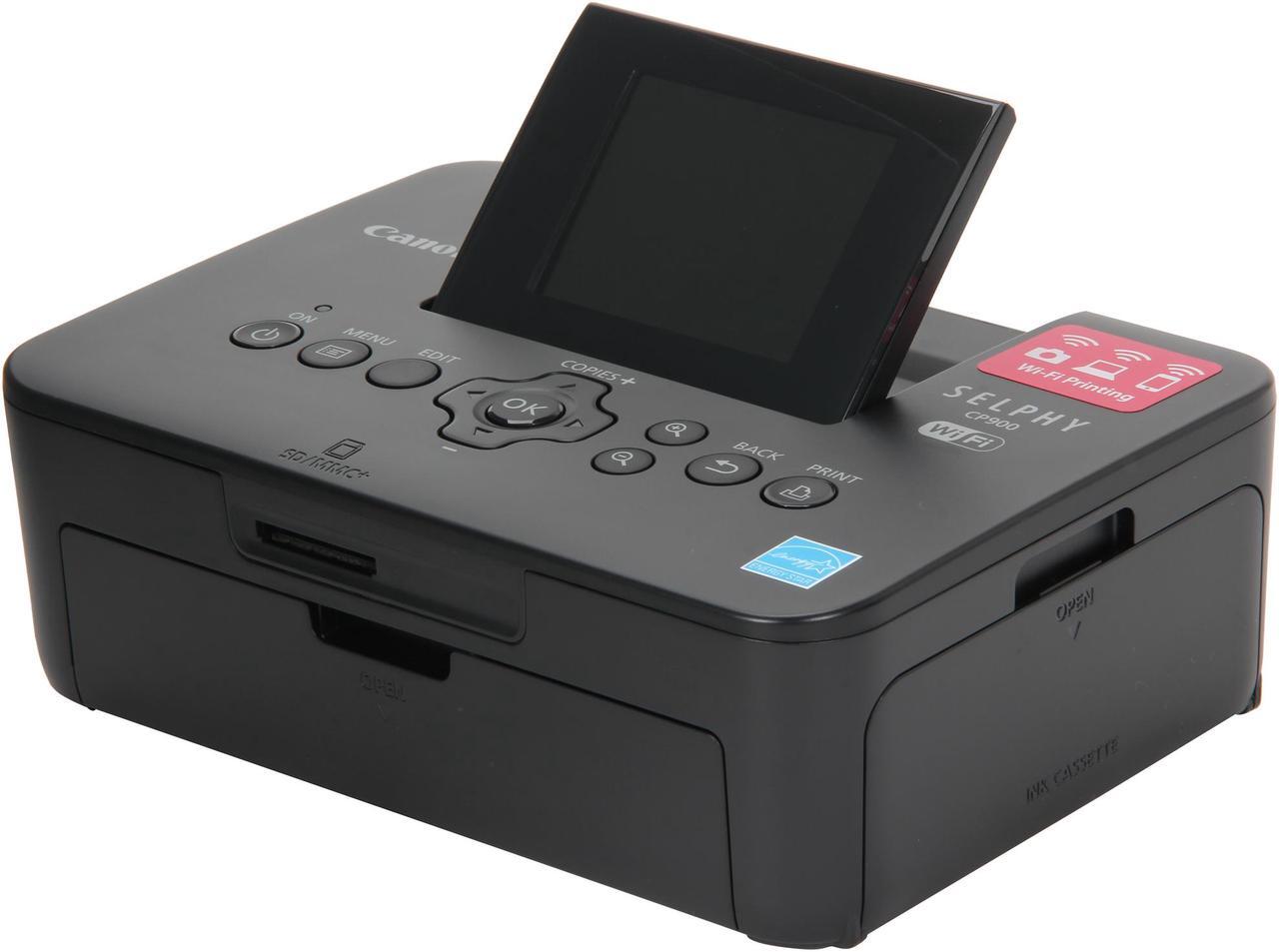 Main image of Canon SELPHY series CP900 Black Postcard Size:Borderless Photo: 47 seconds Black Print Speed 300 x 300 dpi: 256 levels of color Color Print Quality USB / Wi-Fi Dye-Sublimation Photo Color Printer