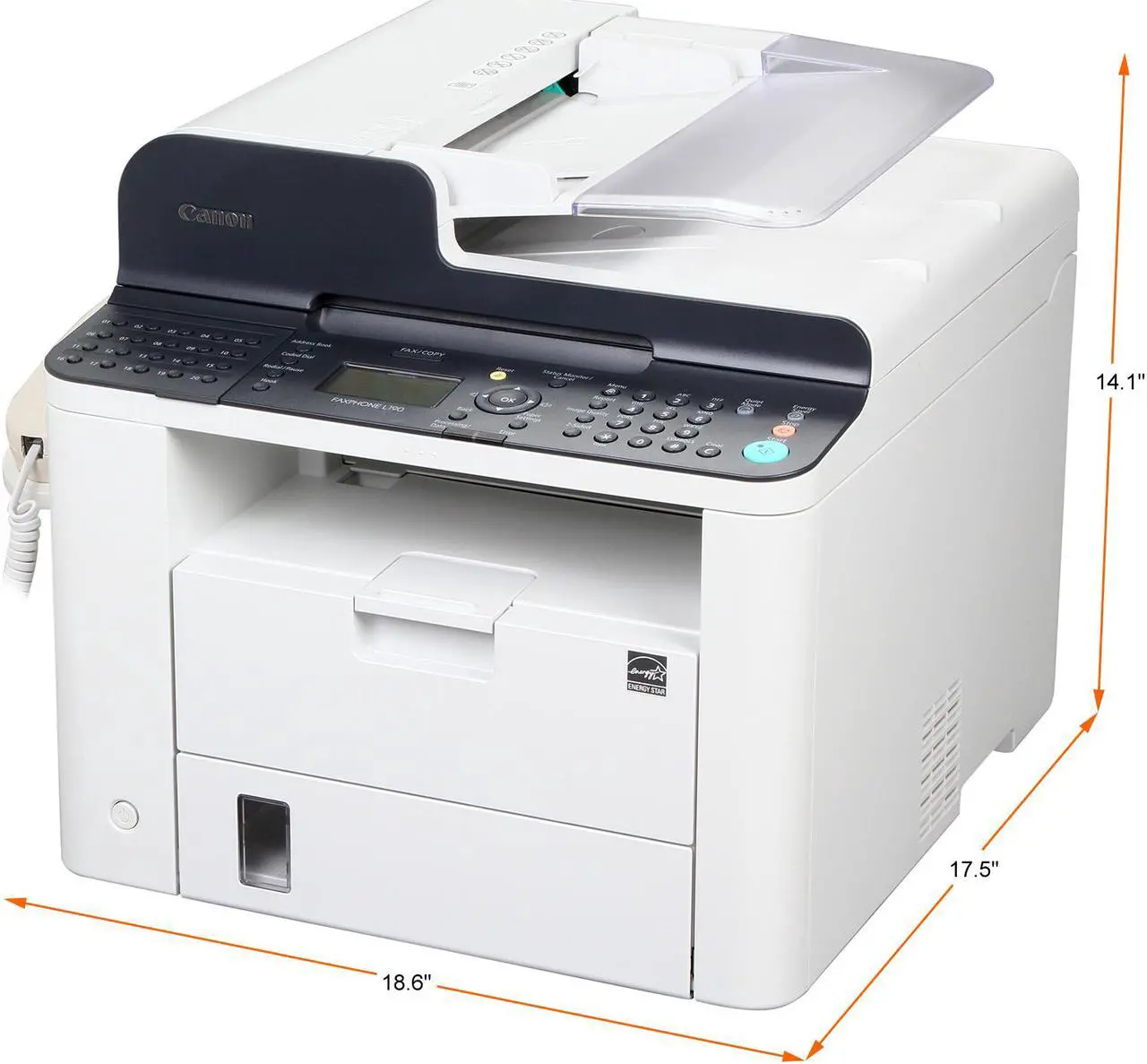 Alt view image 3 of 11 - Canon FAXPHONE L190 Monochrome Multifunction Laser Printer