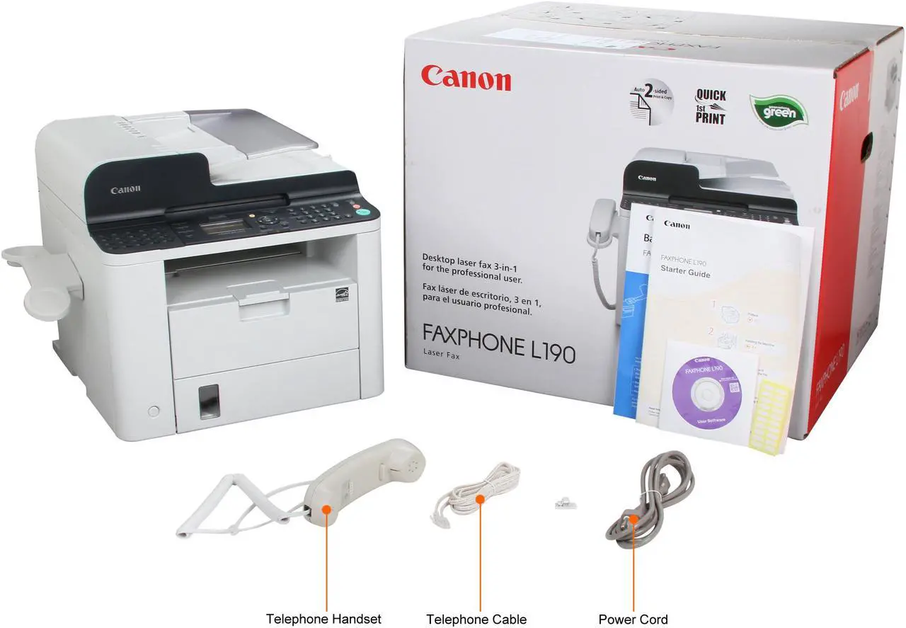 Alt view image 11 of 11 - Canon FAXPHONE L190 Monochrome Multifunction Laser Printer