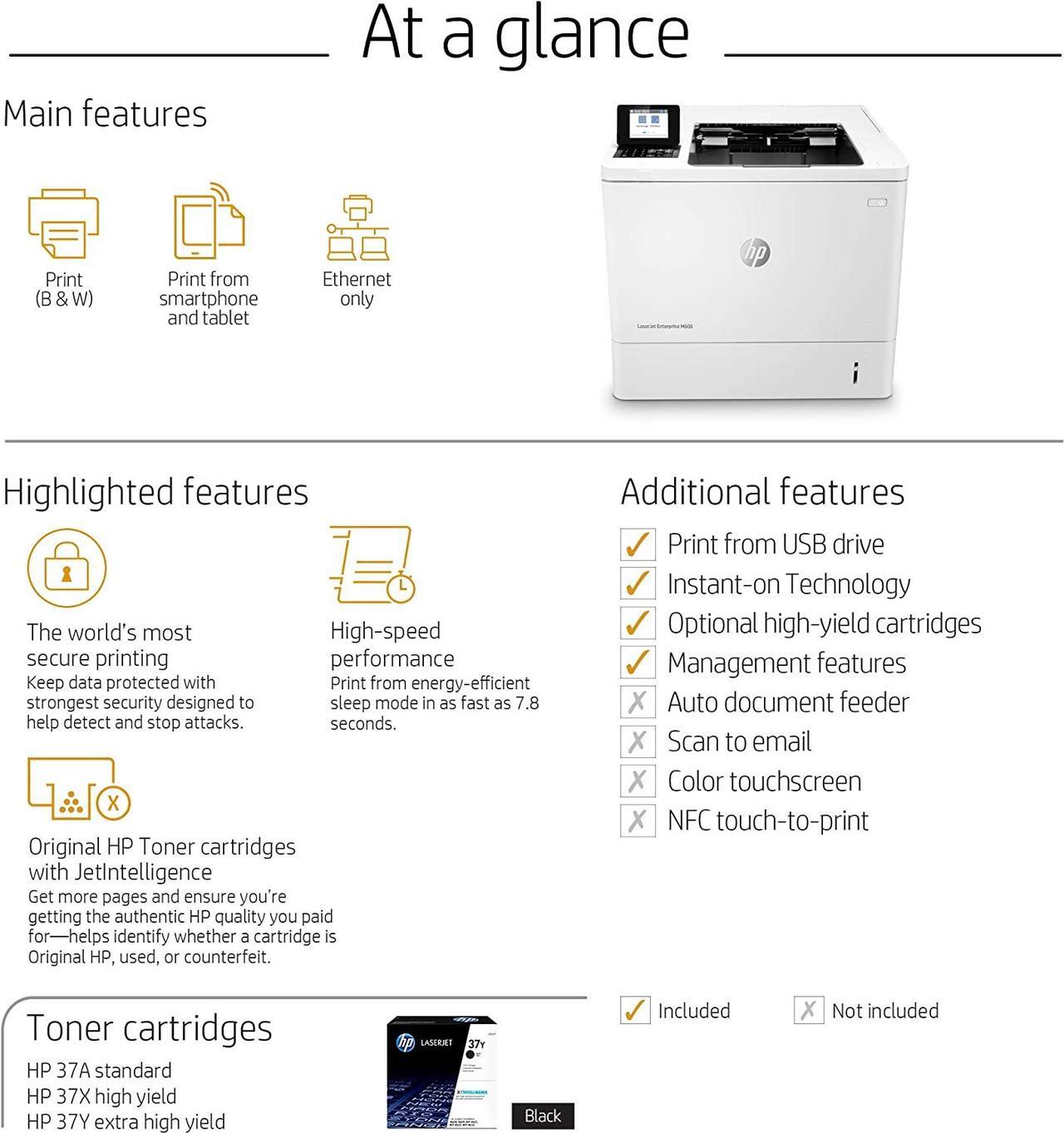 Alt view image 6 of 9 - HP LaserJet Enterprise M608n Monochrome Printer with built-in Ethernet (K0Q17A)