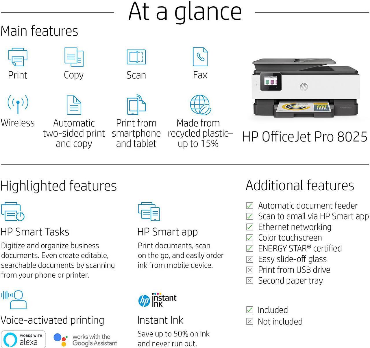 Alt view image 13 of 15 - HP OfficeJet Pro 8025 Wireless All-In-One Color Inkjet Printer