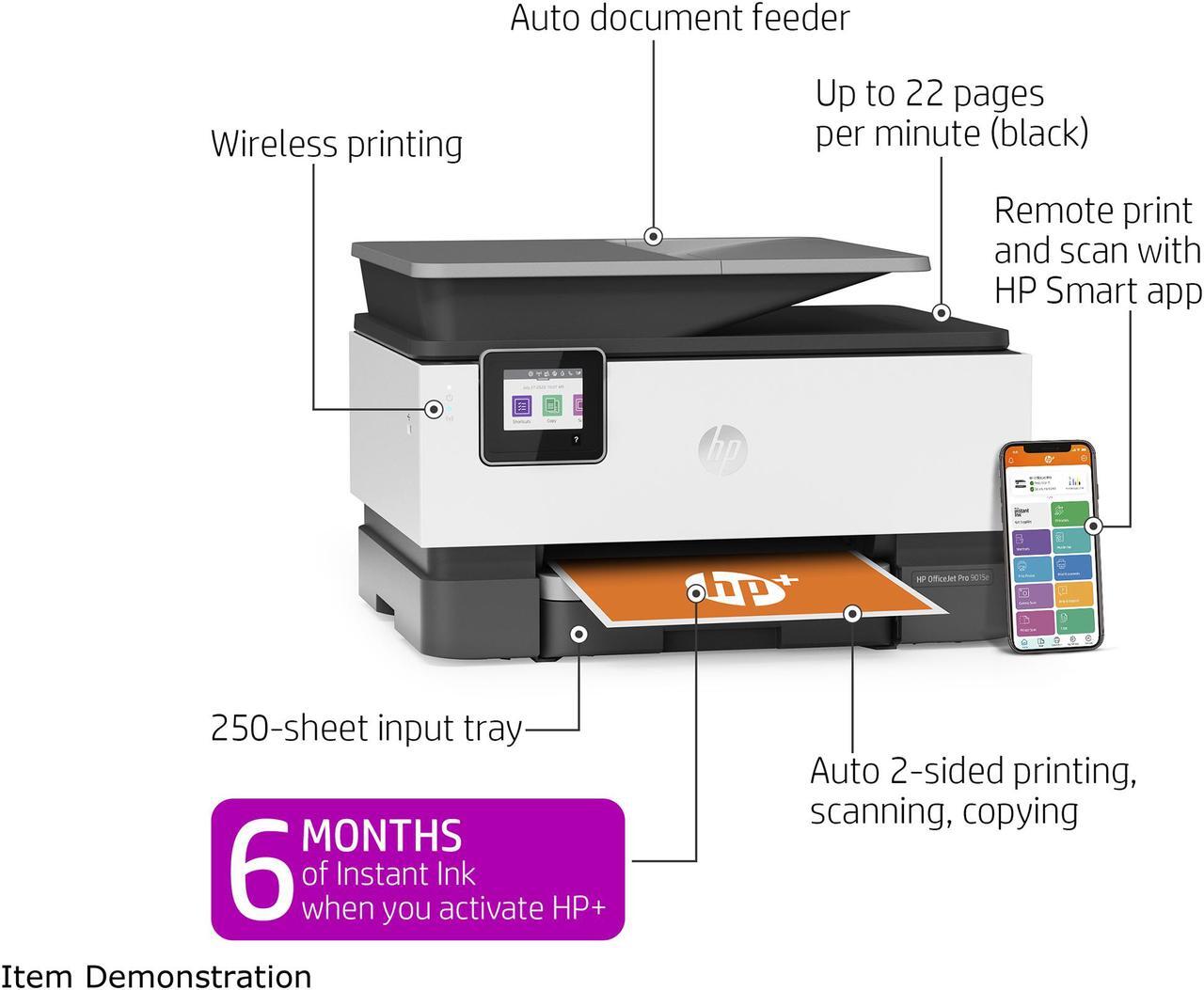 Alt view image 2 of 20 - HP OfficeJet Pro 9015e All-in-One Wireless Color Printer, with bonus 6 months free Instant Ink with HP+ (1G5L3A)