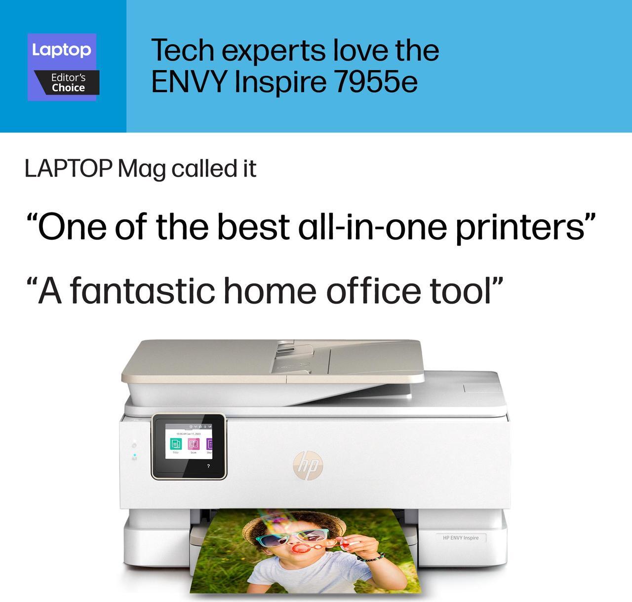 Alt view image 16 of 20 - HP Envy Inspire 7955e Wireless Color All-in-One Printer with Bonus 3 Months Instant Ink with HP+ (1W2Y8A) and Advance Photo Paper,-Glossy, 5x5 in, 20 sheets (49V50A)