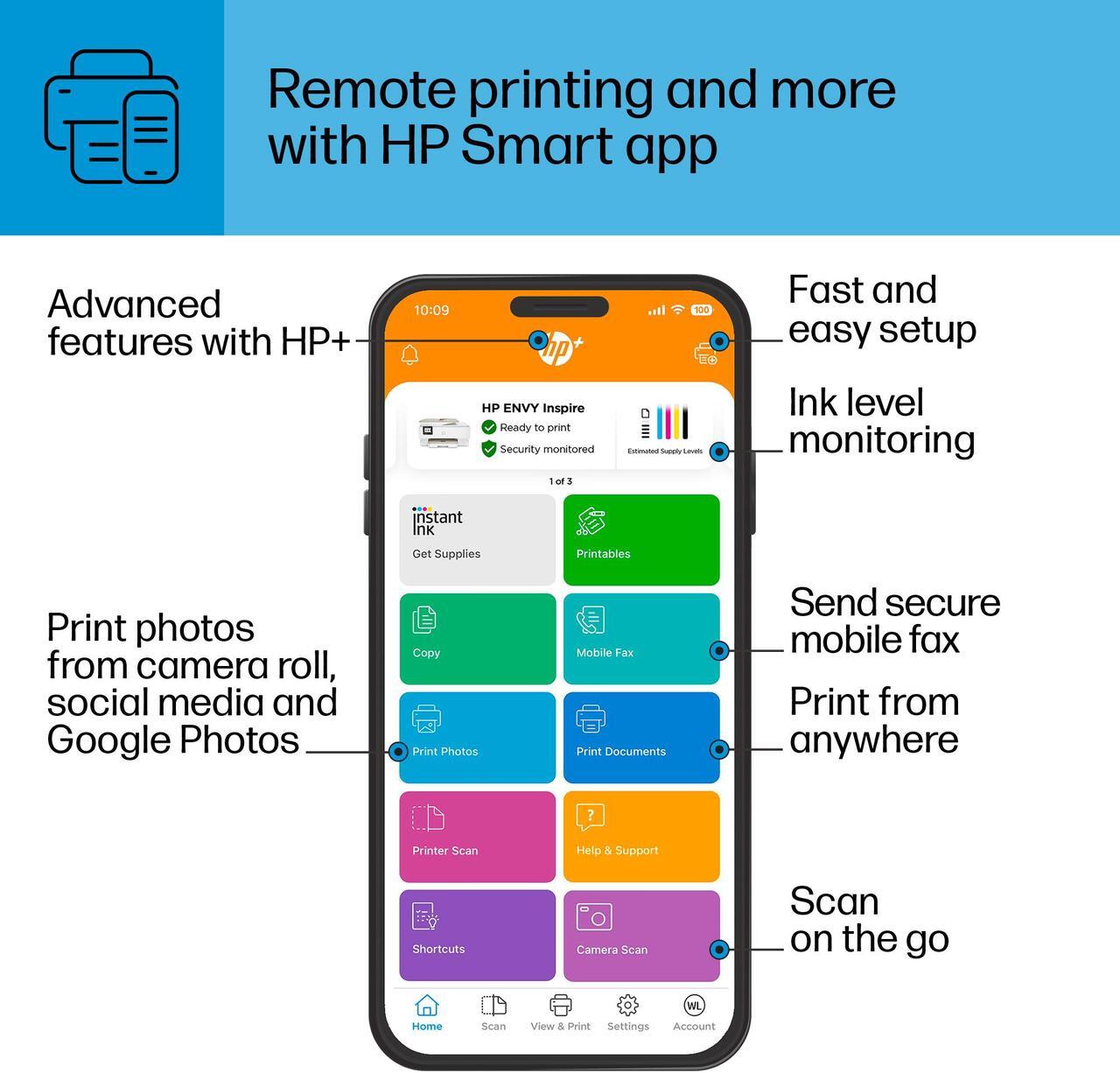 Alt view image 17 of 20 - HP Envy Inspire 7955e Wireless Color All-in-One Printer with Bonus 3 Months Instant Ink with HP+ (1W2Y8A) and Advance Photo Paper,-Glossy, 5x5 in, 20 sheets (49V50A)