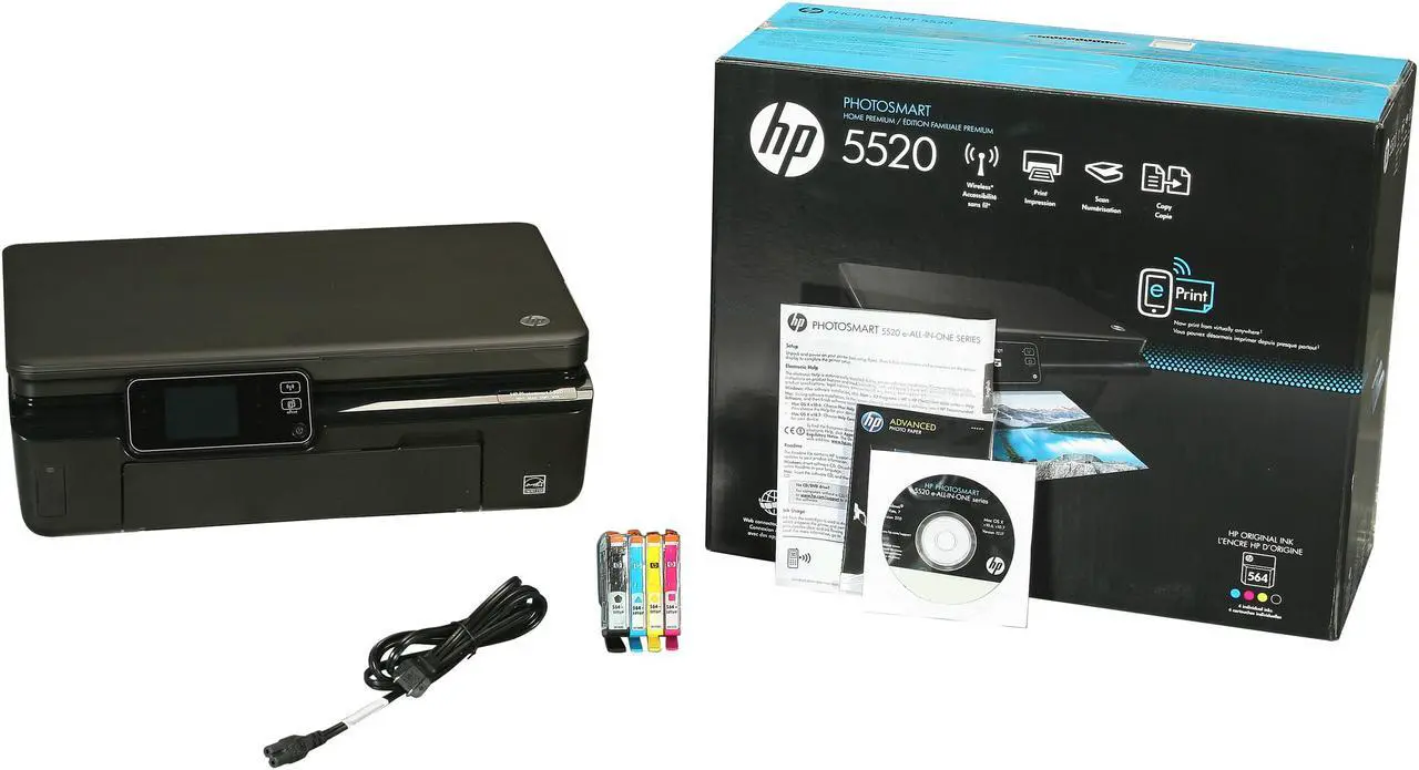 Alt view image 9 of 9 - HP Photosmart 5520 Up to 23 ppm Black Print Speed 4800 x 1200 dpi Color Print Quality USB / Wi-Fi Thermal Inkjet MFC / All-In-One Color Printer