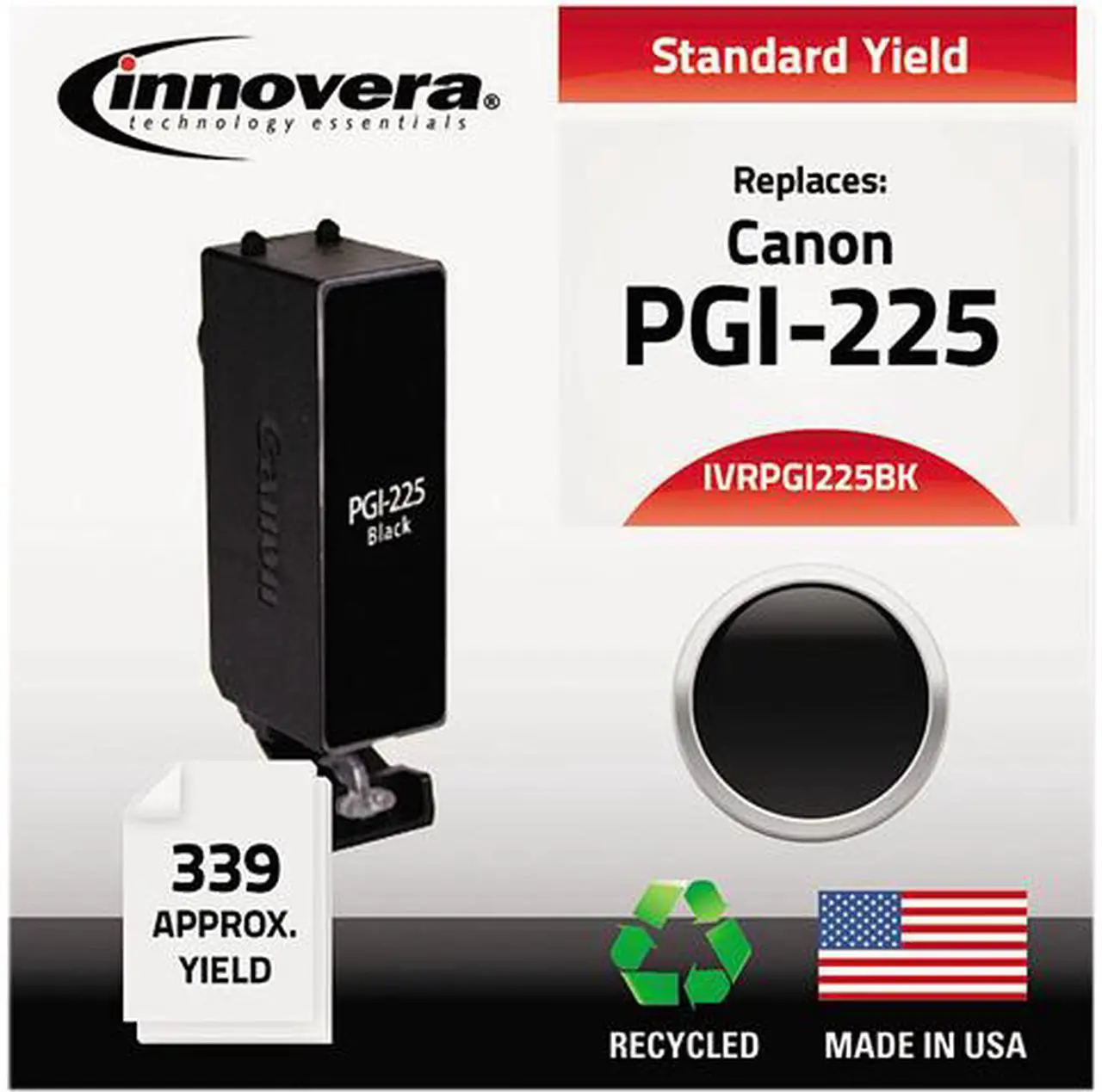 Main image of Innovera IVRPGI225BK Black Ink Cartridge, Replacement for Canon 4530B001 (PGI-225BK)