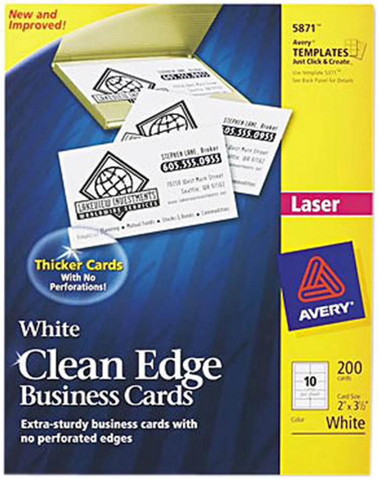 Main image of Laser Clean Edge Business Cards  White Matte  10/Sheet (20 Sheets/Pkg)