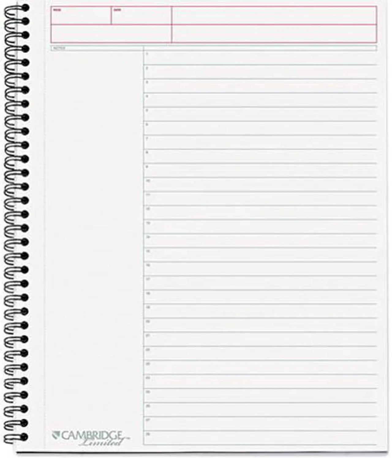 Main image of Mead 06064 Cambridge Wirebound Notebook Planner, Legal Rule, 8 1/2" x 11", White, 80 Sheets