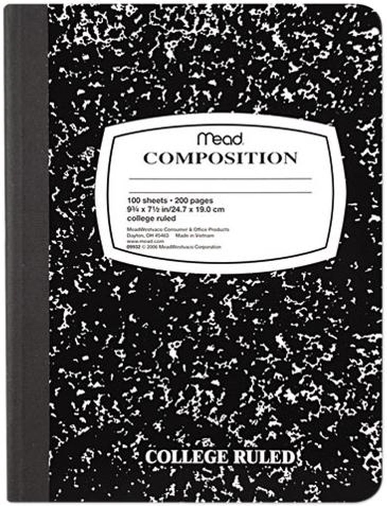 Main image of Mead 09910 Black Marble Composition Book, Wide Rule, 9-3/4 x 7-1/2, 100 Sheets
