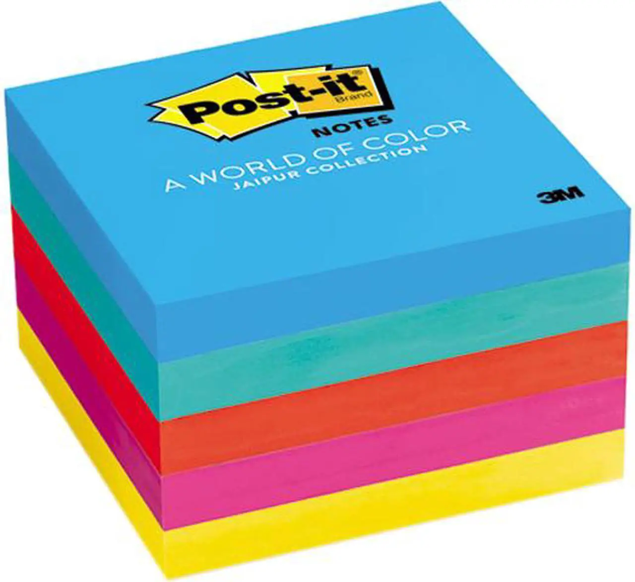 Main image of Post-it Notes 6545UC Original Pads in Jaipur Colors, 3 x 3, 100/Pad, 5 Pads/Pack, 1 Pack