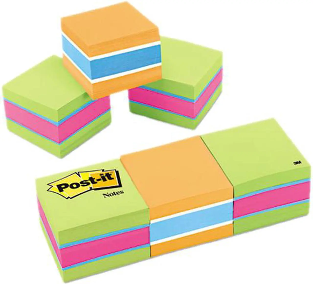 Main image of Post-it 20513PK - Mini Cubes, 2 x 2, Assorted Ultra Colors, 3 400-Sheet Pads/Pack