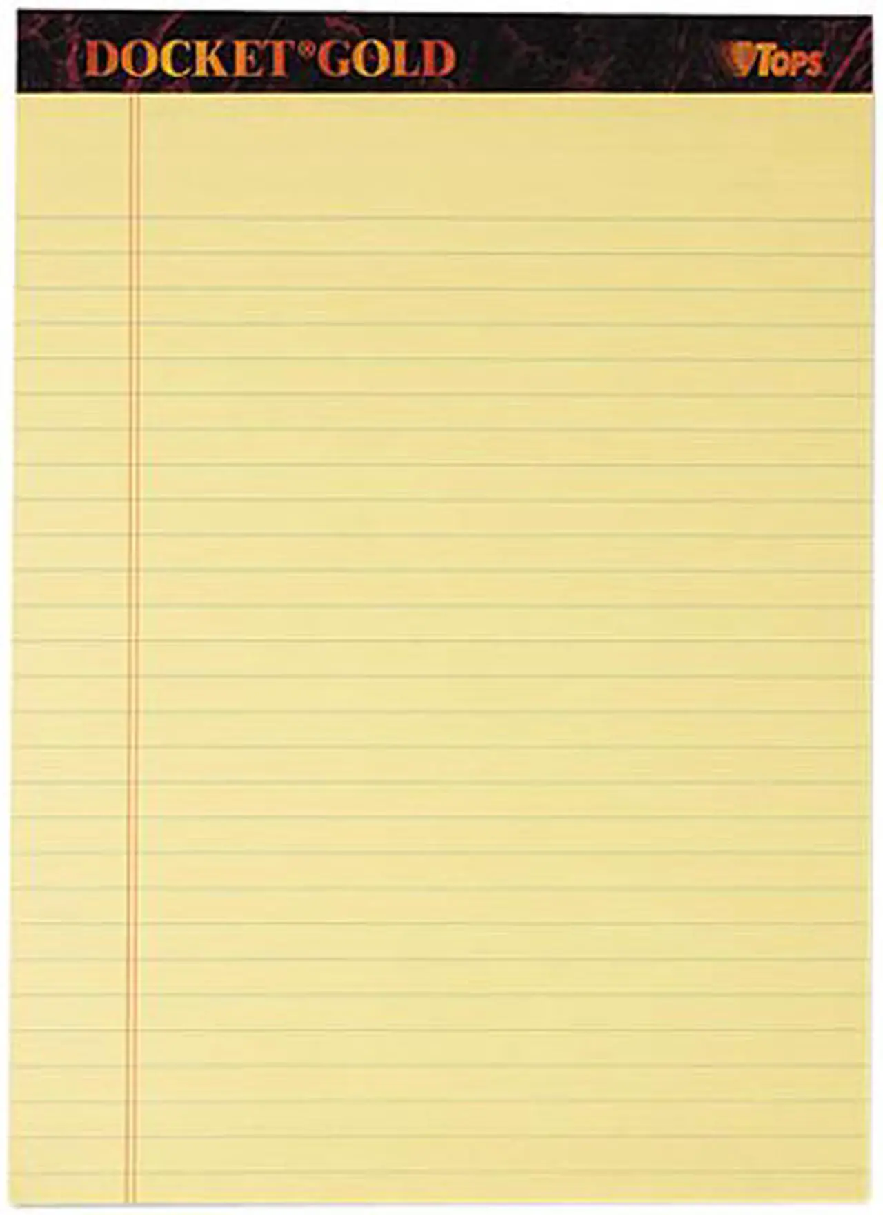Main image of Tops 63950 Docket Ruled Perforated Pads, 8 1/2 x 11 3/4, Canary, 50 Sheets, Dozen