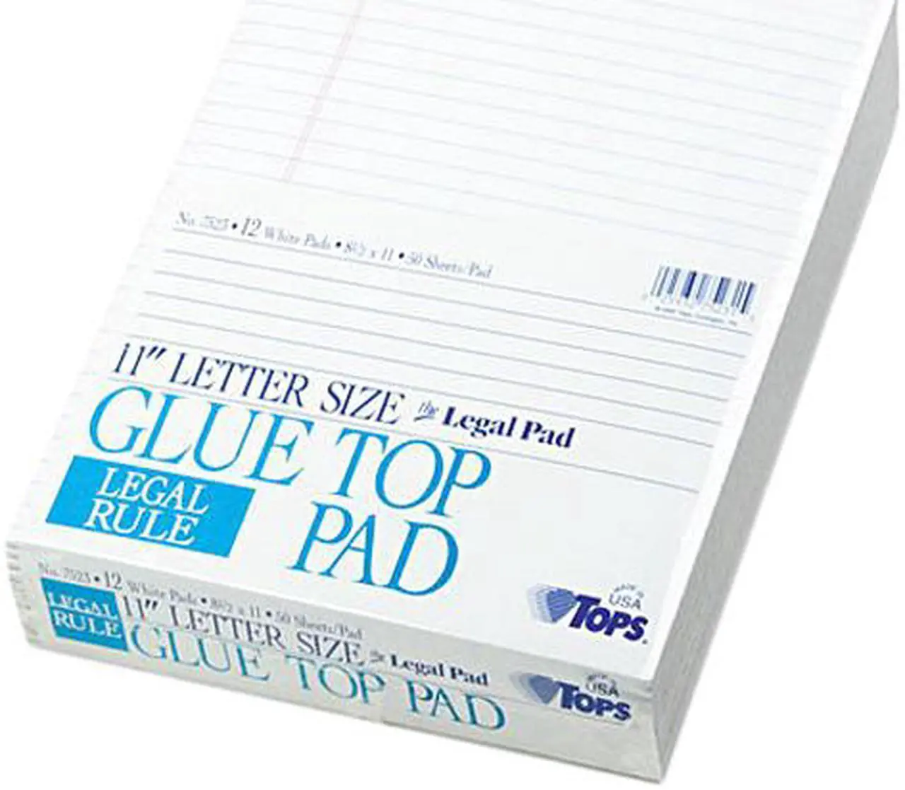 Main image of Tops 7523 Glue Top Ruled Pads, Legal Rule, 8-1/2 x 11, White, 12 50-Sheet Pads/Pack