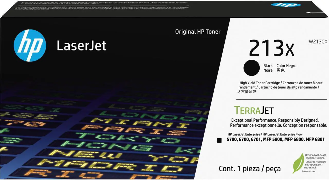 Main image of HP 213X TerraJet High Yield LaserJet Toner Cartridge - Black  W2130X