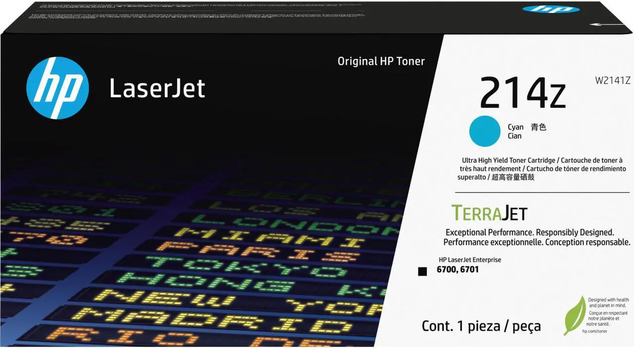 Main image of HP 214Z TerraJet Ultra High Yield LaserJet Toner Cartridge - Cyan  W2141Z