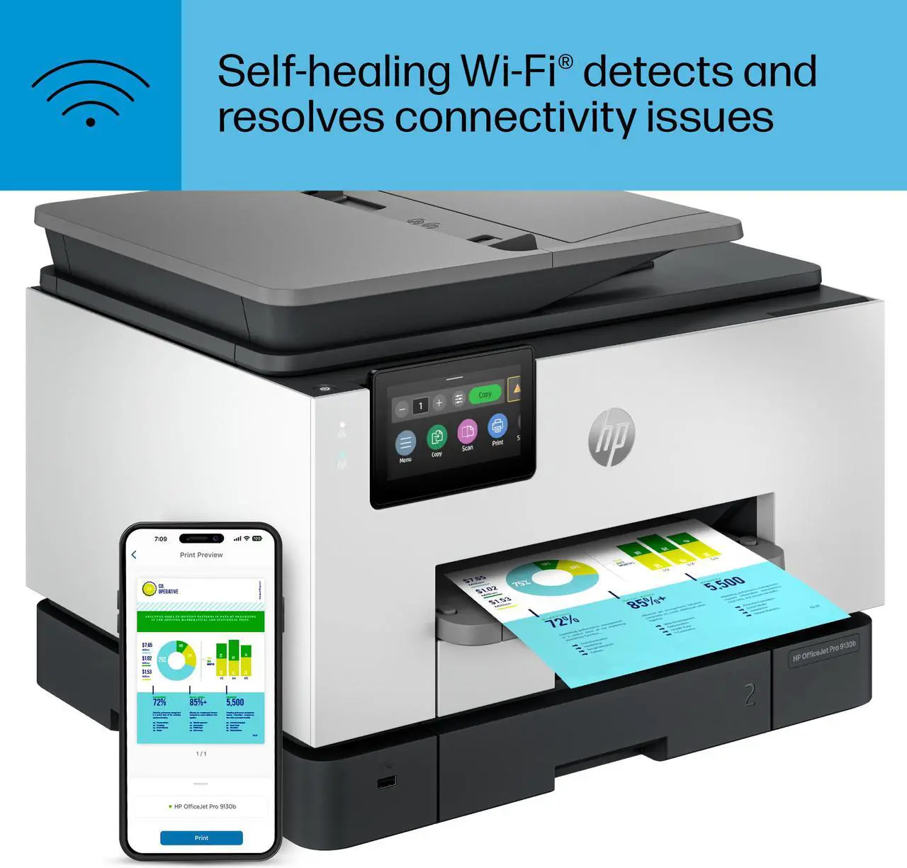 Alt view image 9 of 16 - HP OfficeJet Pro 9130b All-in-One Printer