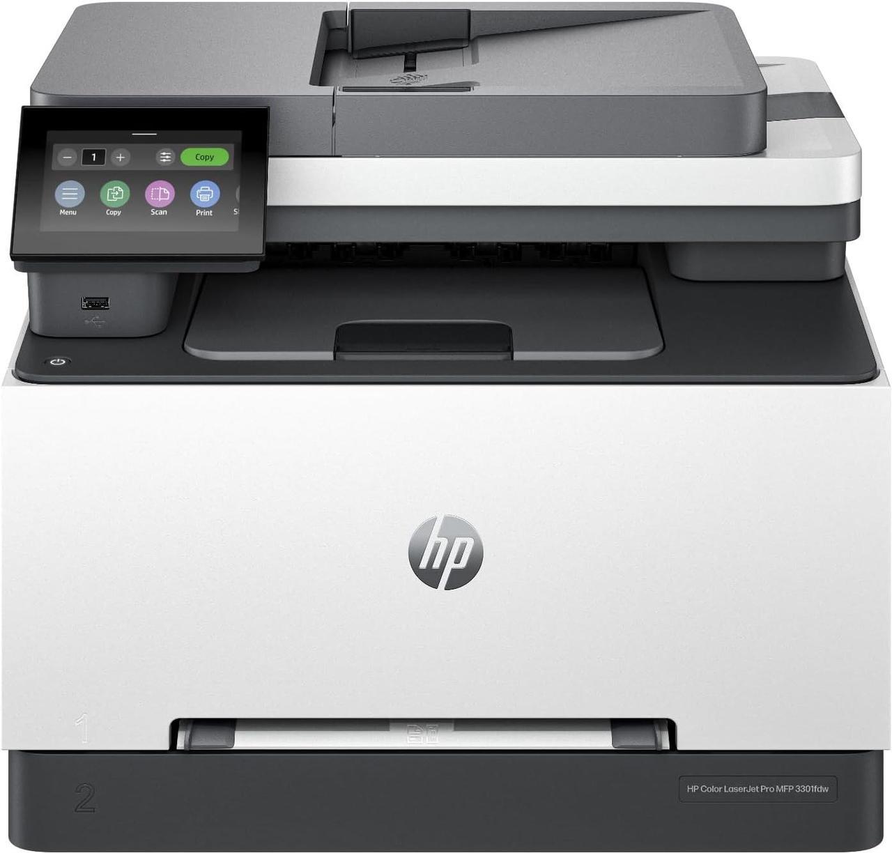 HP Color Laserjet Pro MFP 3301fdw Wireless All-in-One Color Laser Printer, Office Printer, Scanner, Copier, Fax, ADF, Duplex, Best-for-Office (499Q5F)