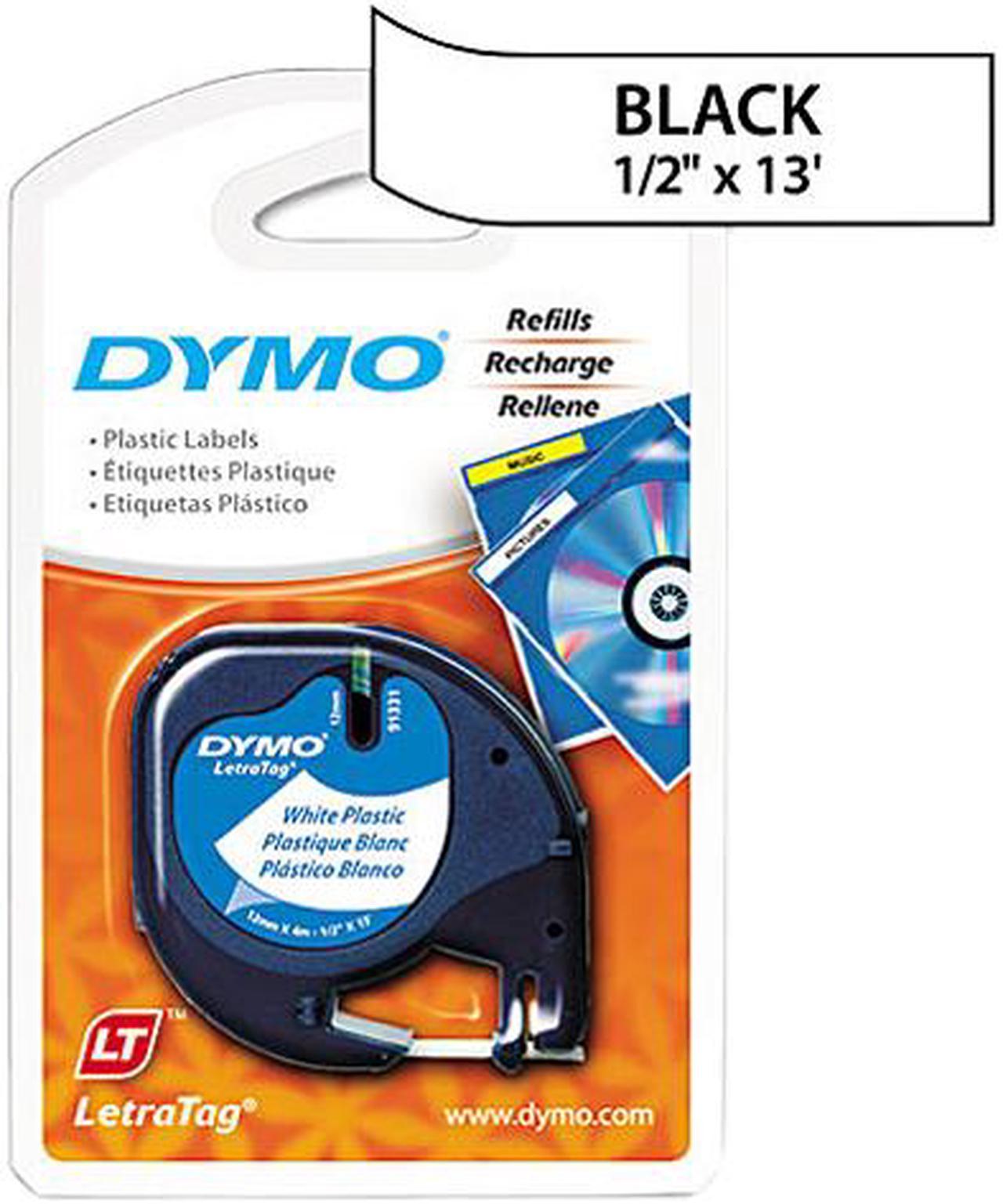 DYMO 91331, LetraTag Plastic Label Tape Cassette, 1/2" x 13 ft., White, 1 Each