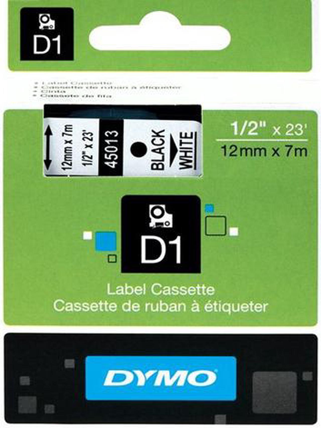 DYMO D1 Standard Tape Cartridge for Dymo Label Makers, 1/2in x 23 ft, Black on White (45013)