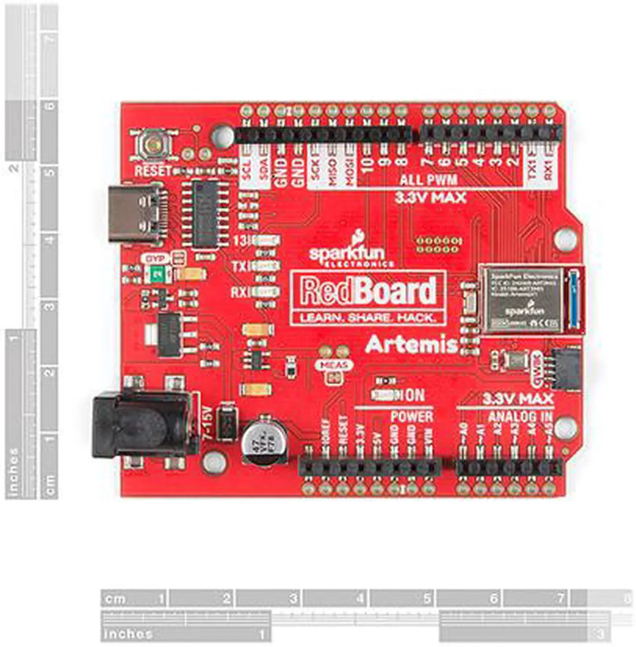 Alt view image 4 of 4 - SparkFun RedBoard Artemis Machine Learning Development Board Includes BLE One Megabyte of Flash USB-C Connector Qwiic I2C MEMS Microphone Program with Arduino IDE Run TenserFlow Models R3 Footprint