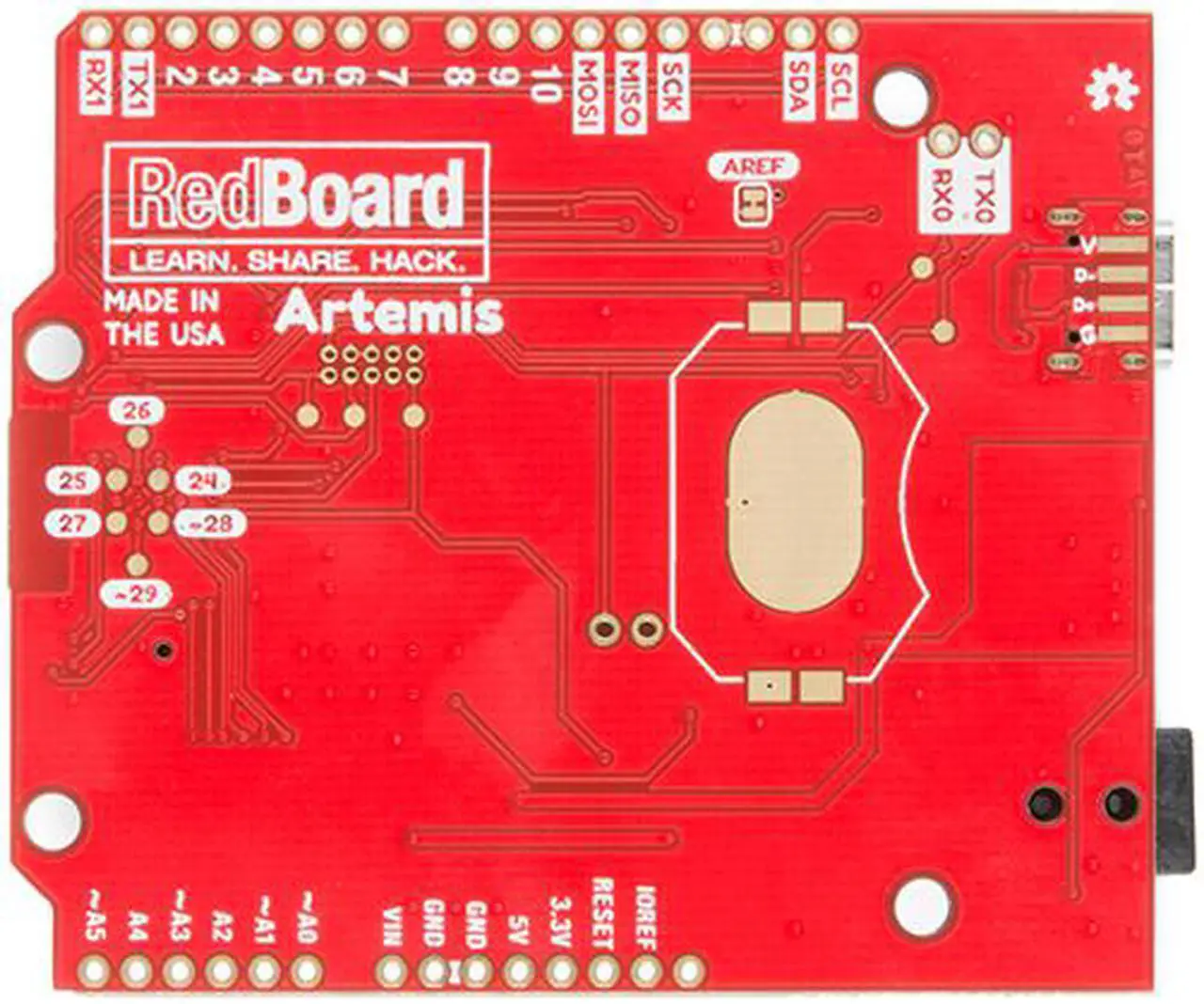 Alt view image 3 of 4 - SparkFun RedBoard Artemis Machine Learning Development Board Includes BLE One Megabyte of Flash USB-C Connector Qwiic I2C MEMS Microphone Program with Arduino IDE Run TenserFlow Models R3 Footprint