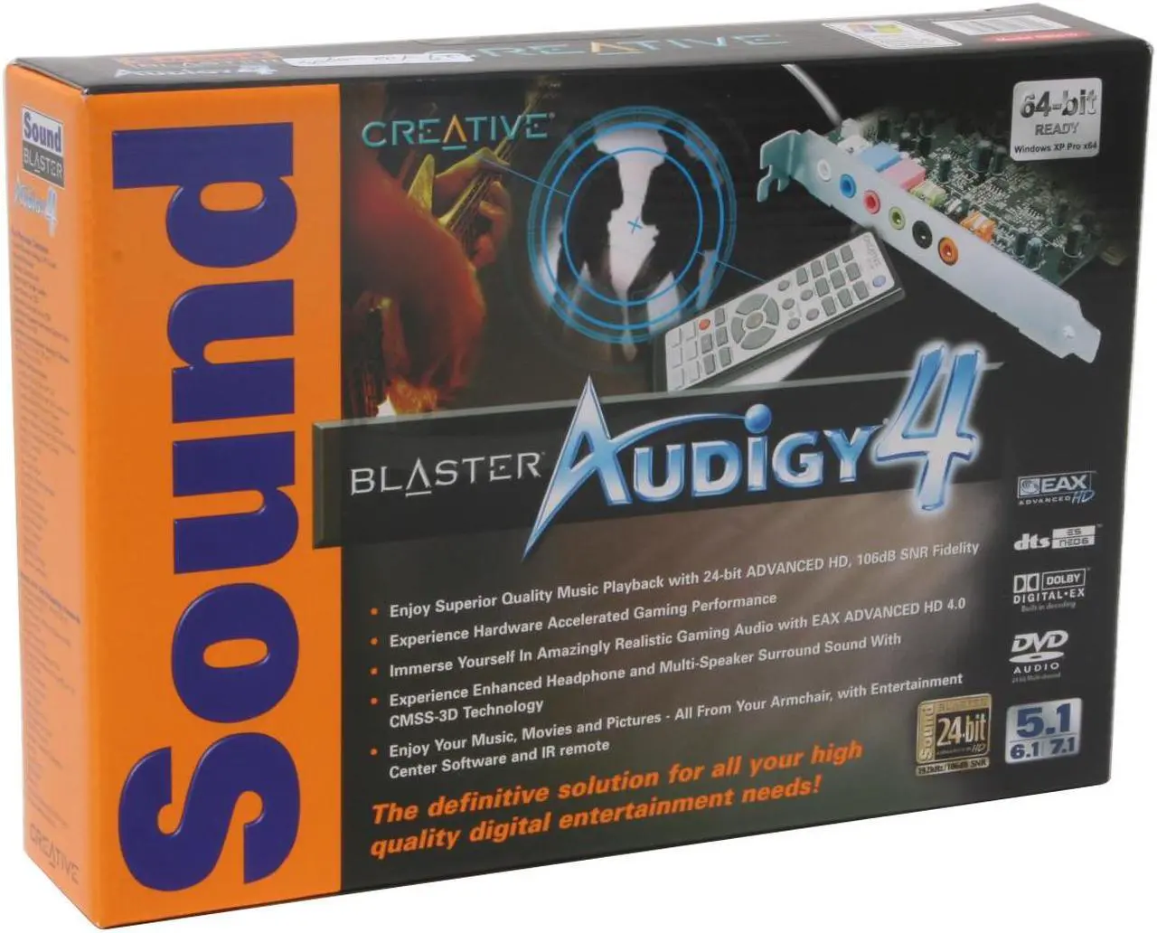Alt view image 6 of 6 - Creative Sound Blaster Audigy 4 SB0610 7.1 Channels 24-bit 192KHz PCI Interface Sound Card