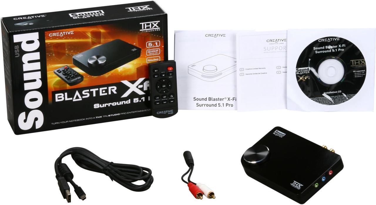 Alt view image 7 of 6 - Creative 70SB109500008 5.1 Channels 24-bit 96KHz USB Interface X-Fi Surround 5.1 Pro
