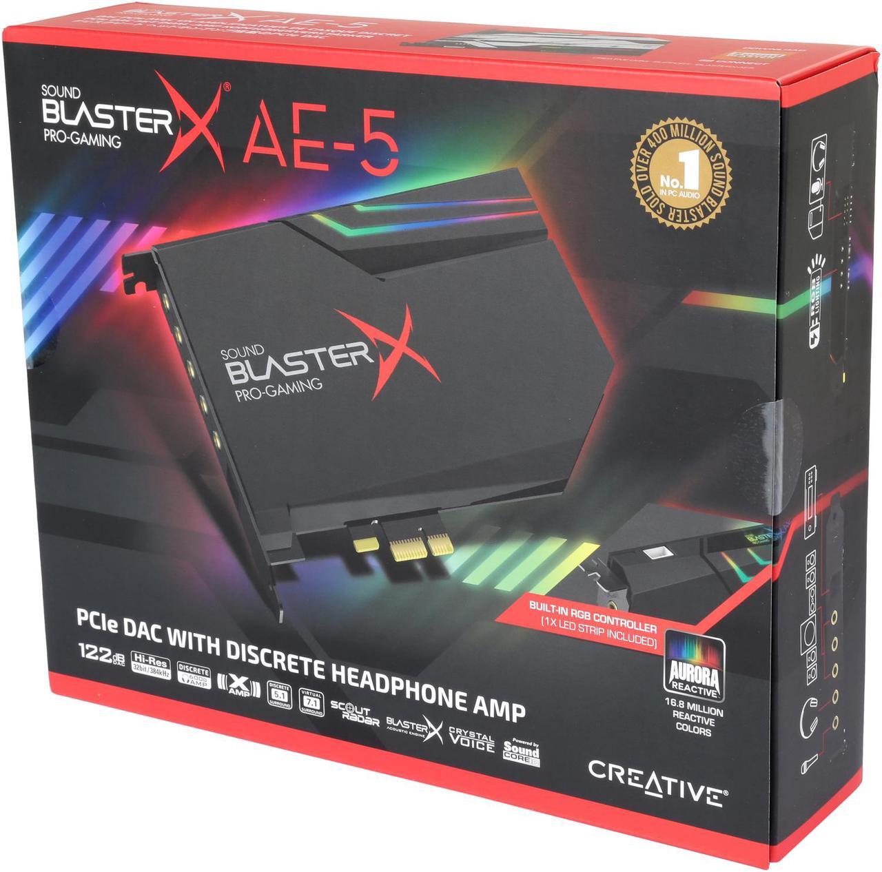 Alt view image 4 of 4 - Creative Sound BlasterX AE-5 RGB 5.1 Discrete / 7.1 Virtual Surround Pro Gaming PCIe Sound Card