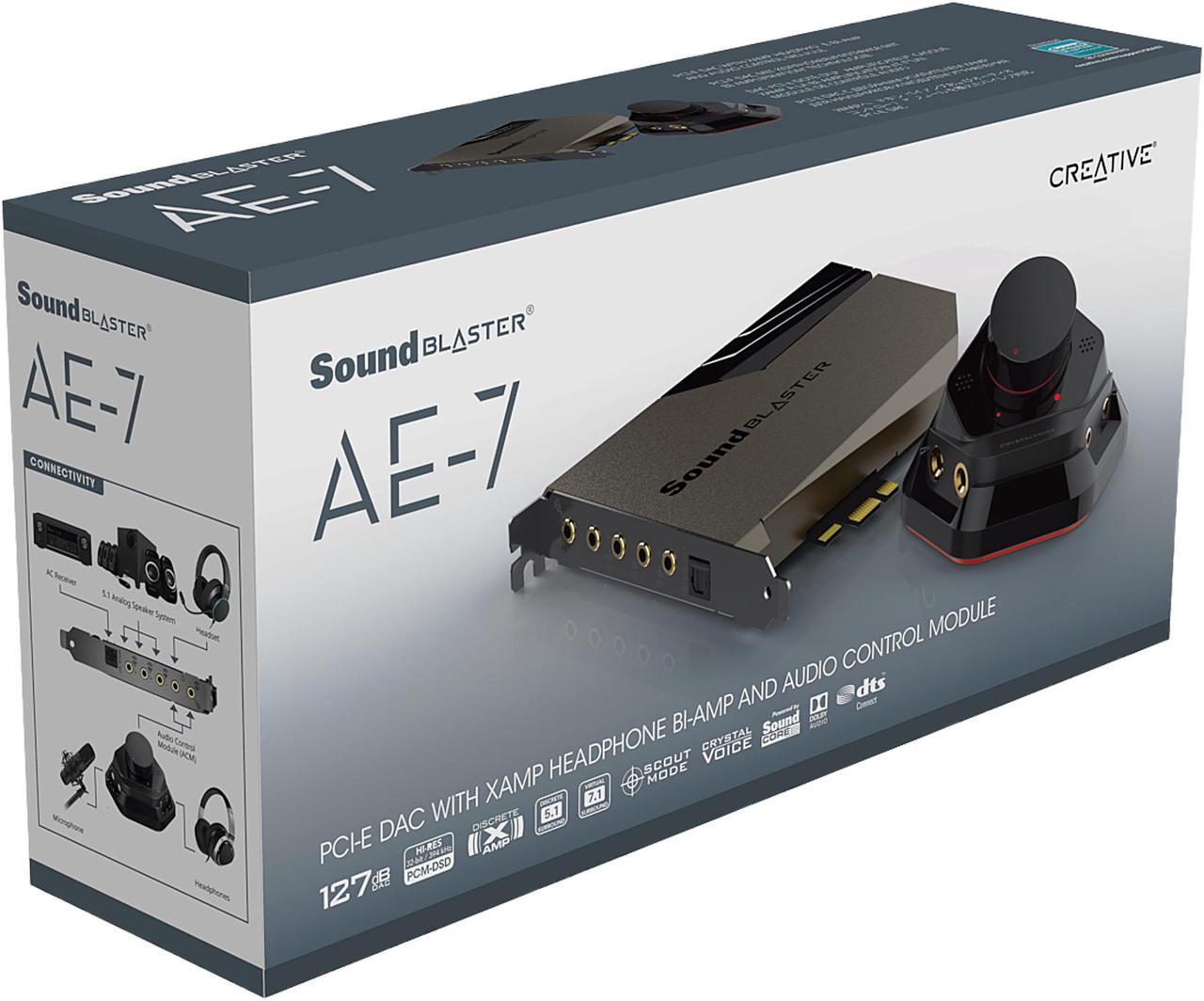 Alt view image 11 of 13 - Creative Sound Blaster AE-7 Hi-Res Internal PCIe Sound Card, Quad-Core Processor, 127dB DNR ESS SABRE-class 9018 DAC, Xamp Discrete Custom Bi-amp, Discrete 5.1/Virtual 7.1, Dolby, DTS Encoding (Black)