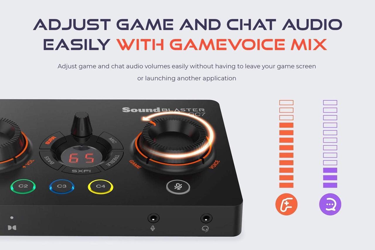 Alt view image 7 of 7 - Creative Sound Blaster GC7 Game Streaming DAC Amp ft Programmable Buttons, Super X-Fi, 7.1 Virtual Surround, Battle Mode, Scout Mode, GameVoice Mix, for PC, PS4/PS5, Nintendo Switch, Xbox