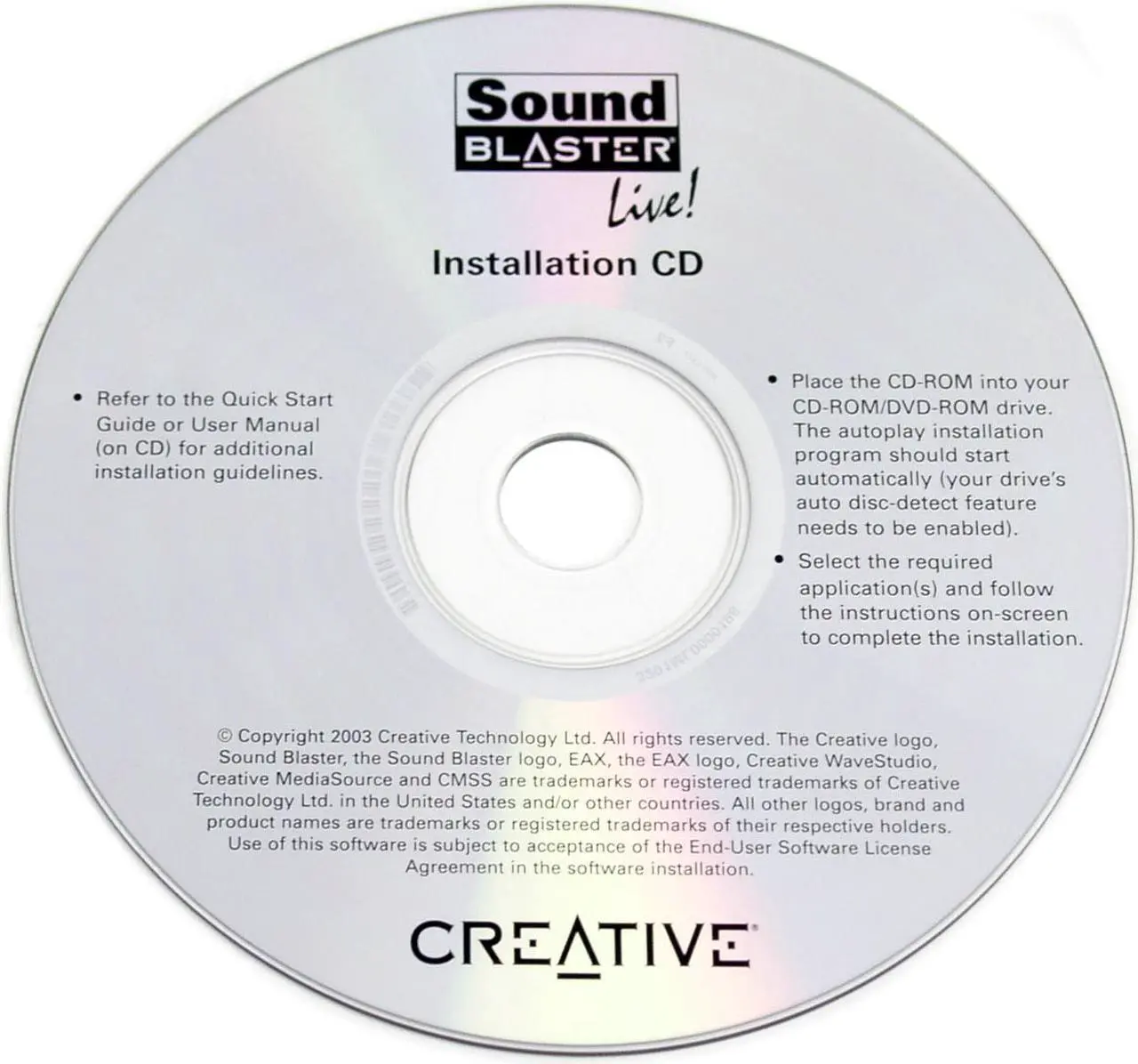 Alt view image 3 of 3 - Creative Sound Blaster Live! 5.1 SB0226 5.1 Channels 16-bit 48KHz PCI Interface Sound Card - OEM