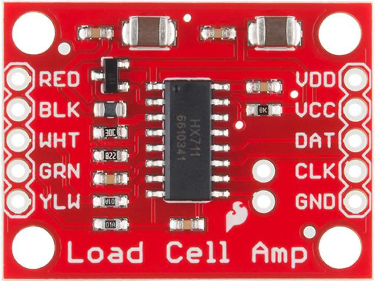 Main image of SparkFun Load Cell Amplifier - HX711 Small Breakout Board Read Load Cells to Measure Weight Four-wire Wheatstone Bridge Configuration Connect to Sensors Build Scale Process Control Presence Detection