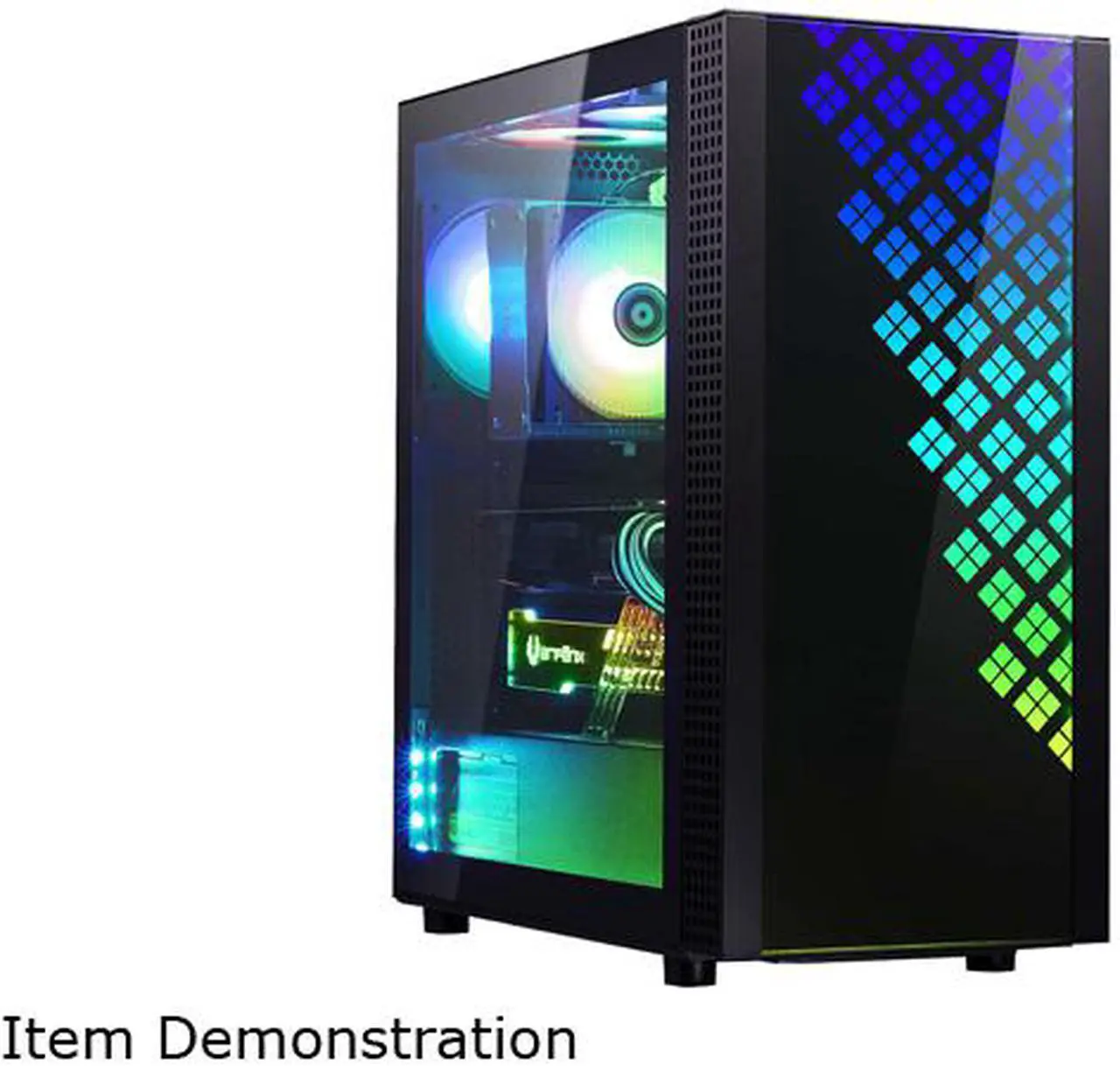 Alt view image 7 of 9 - BitFenix DAWN TG Case Black, 3 Sides Tempered Glass, E-ATX/ATX/Micro ATX/Mini ITX Form Factor, Asus AURA SYNC 3-pin Addressable RGB LED, BFC-DAW-500-KKGSK-RP