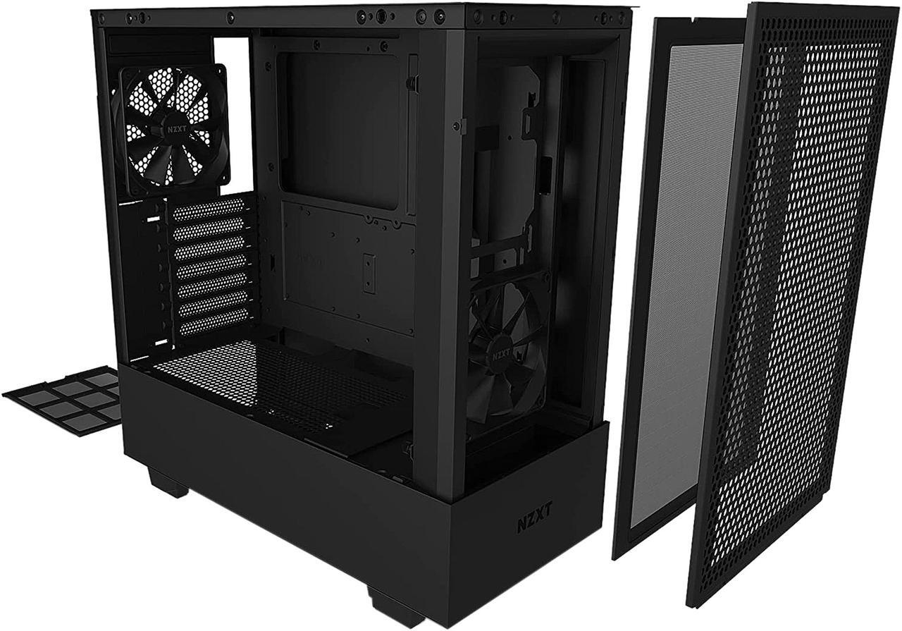 Alt view image 8 of 10 - NZXT H510 Flow Matte Black - Compact ATX PC Gaming Case - Tempered Glass - Enhanced Cable Management - Water-Cooling Ready