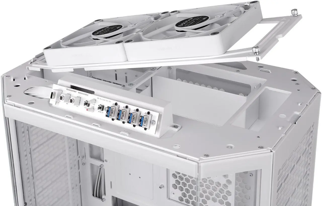 Alt view image 10 of 18 - Thermaltake Tower 600 Snow Mid-Tower ATX Case; 3 Tempered Glass Panels; Hidden-Connector Motherboard Support; Rotational PCI-e Slots; CA-1Z1-00M6WN-00