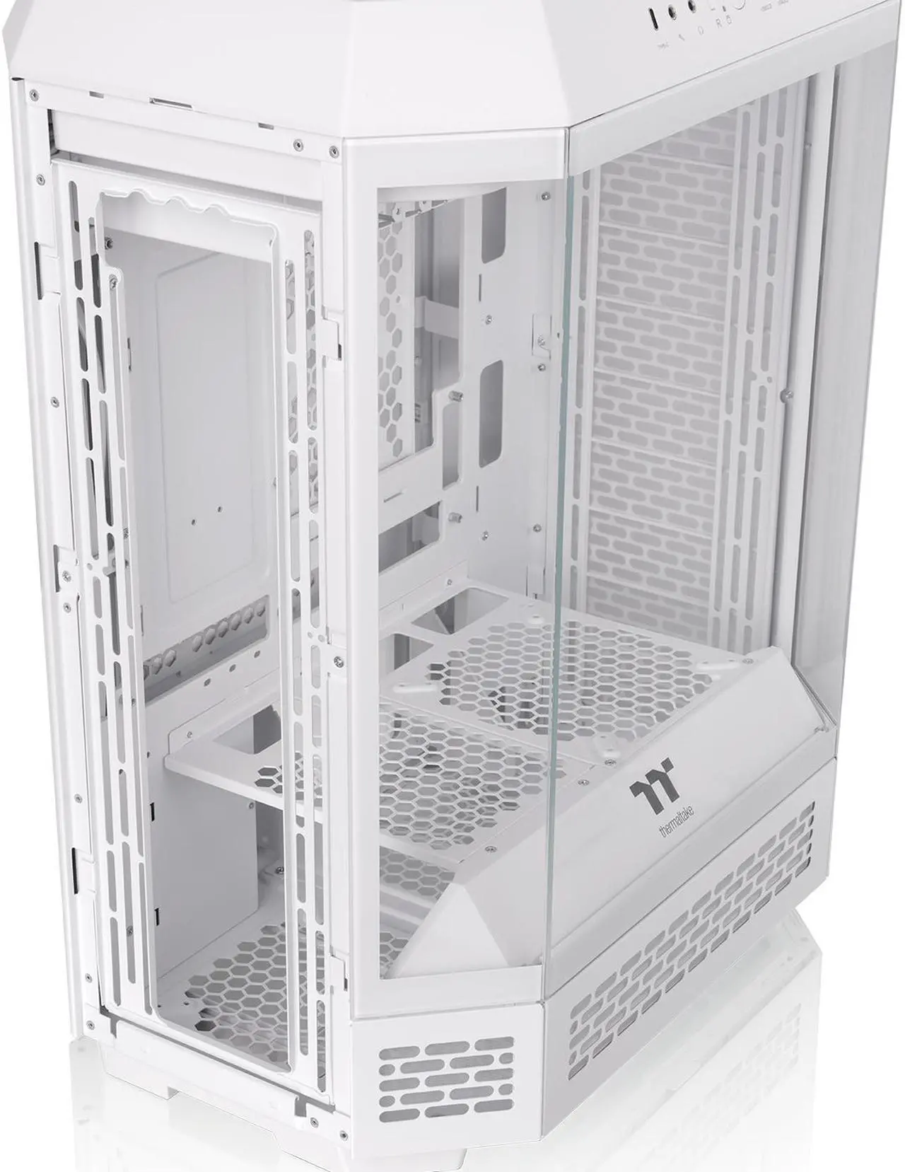 Alt view image 12 of 18 - Thermaltake Tower 600 Snow Mid-Tower ATX Case; 3 Tempered Glass Panels; Hidden-Connector Motherboard Support; Rotational PCI-e Slots; CA-1Z1-00M6WN-00