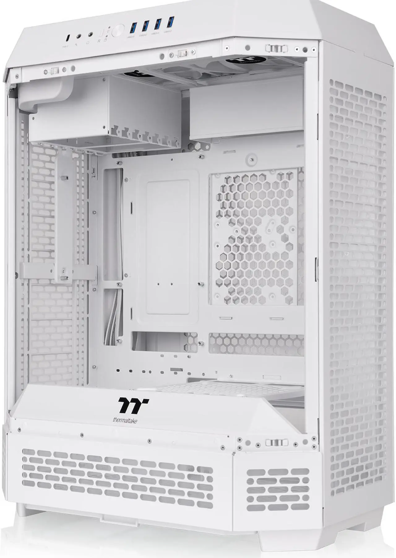 Alt view image 17 of 18 - Thermaltake Tower 600 Snow Mid-Tower ATX Case; 3 Tempered Glass Panels; Hidden-Connector Motherboard Support; Rotational PCI-e Slots; CA-1Z1-00M6WN-00