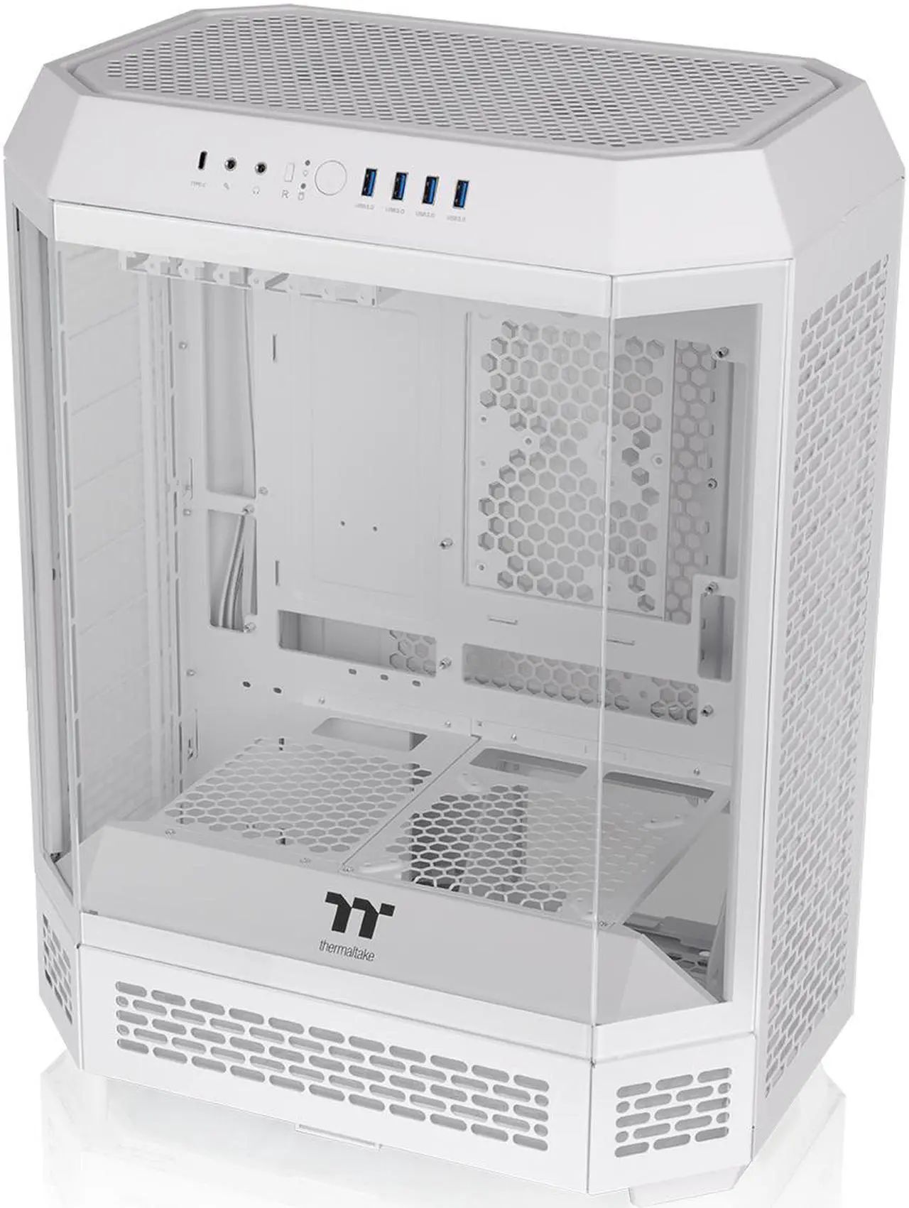 Alt view image 18 of 18 - Thermaltake Tower 600 Snow Mid-Tower ATX Case; 3 Tempered Glass Panels; Hidden-Connector Motherboard Support; Rotational PCI-e Slots; CA-1Z1-00M6WN-00