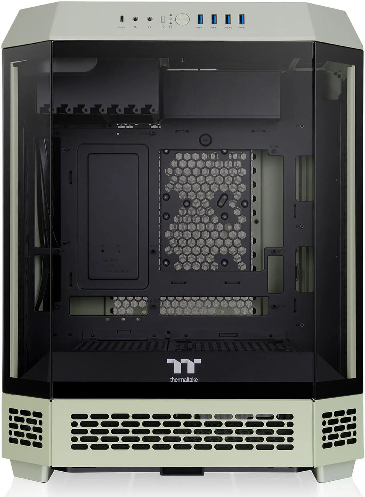 Alt view image 2 of 20 - Thermaltake Tower 600 Matcha Green Mid-Tower ATX Case; 3 Tempered Glass Panels; Hidden-Connector Motherboard Support; Rotational PCI-e Slots; CA-1Z1-00MEWN-00