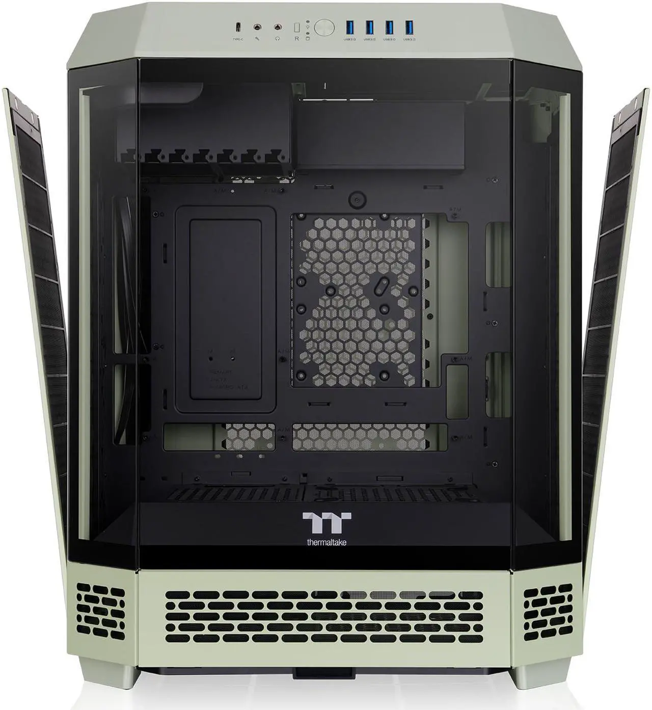 Alt view image 3 of 20 - Thermaltake Tower 600 Matcha Green Mid-Tower ATX Case; 3 Tempered Glass Panels; Hidden-Connector Motherboard Support; Rotational PCI-e Slots; CA-1Z1-00MEWN-00