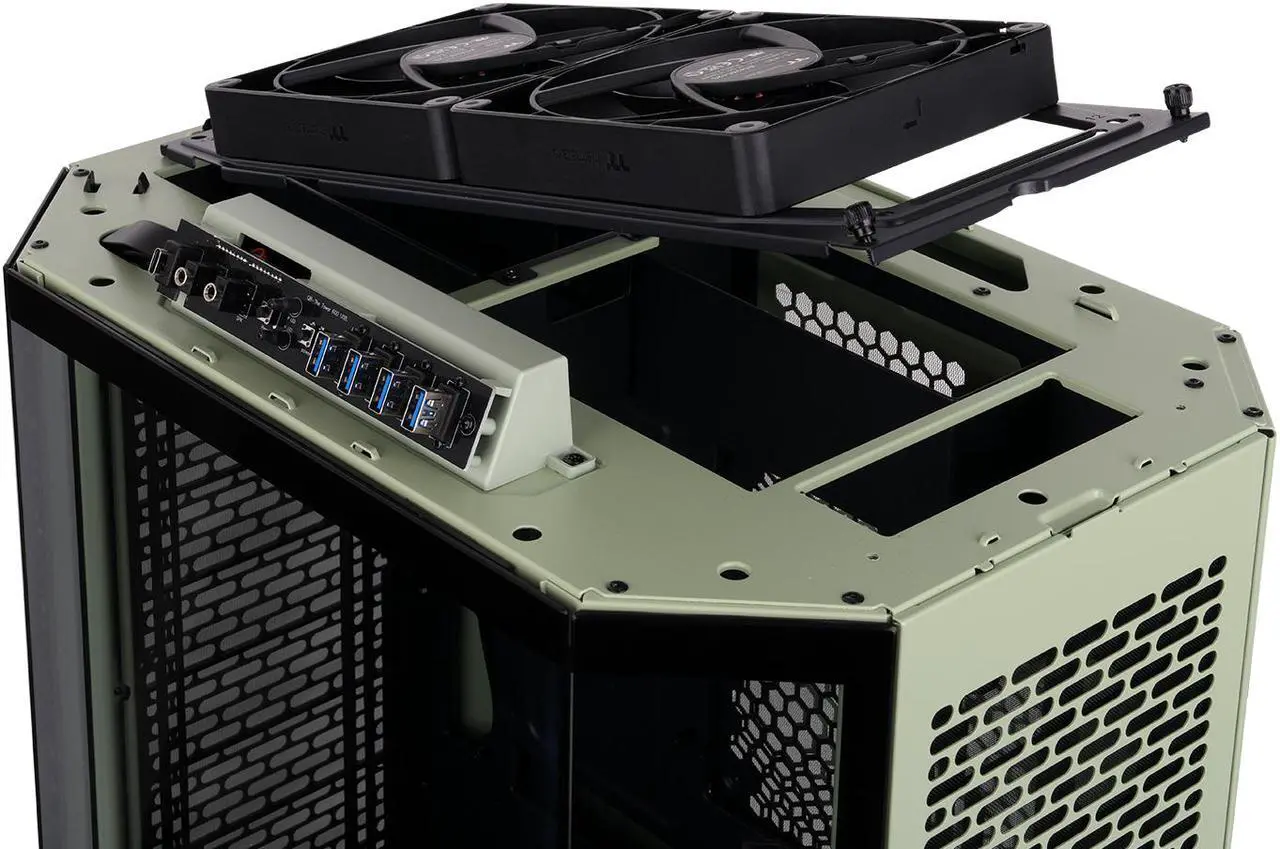 Alt view image 13 of 20 - Thermaltake Tower 600 Matcha Green Mid-Tower ATX Case; 3 Tempered Glass Panels; Hidden-Connector Motherboard Support; Rotational PCI-e Slots; CA-1Z1-00MEWN-00