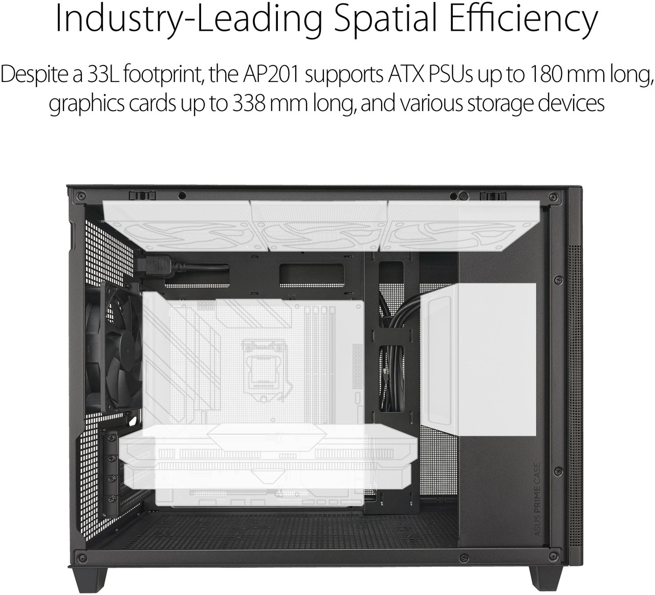 Open Box: ASUS AP201 Type-C Airflow-focused Micro-ATX,Mini-ITX Computer Case, Support 360/280 Liquid Cooling - Black - Newegg.ca - Open Box condition - Image 20