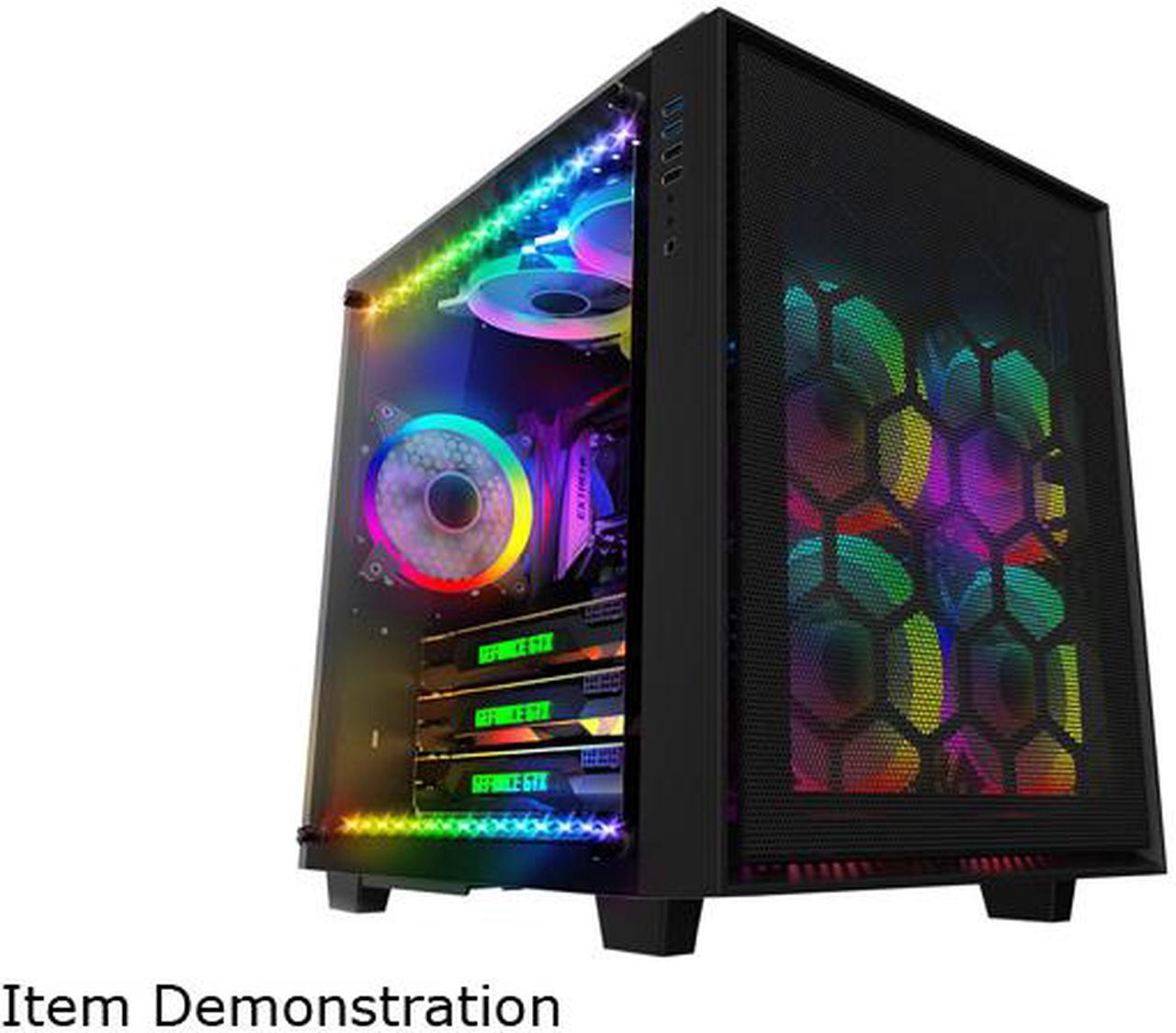 Main image of anidees AI Crystal Cube <Mesh Front Panel> Dual Chamber Tempered Glass EATX /ATX PC Gaming Case with 5 RGB Fans / 2 LED Strips Mesh version - Black AI-CL-CUBE-MAR3