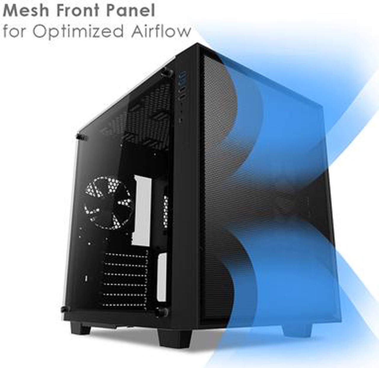 Alt view image 2 of 7 - anidees AI Crystal Cube <Mesh Front Panel> Dual Chamber Tempered Glass EATX /ATX PC Gaming Case with 5 RGB Fans / 2 LED Strips Mesh version - Black AI-CL-CUBE-MAR3