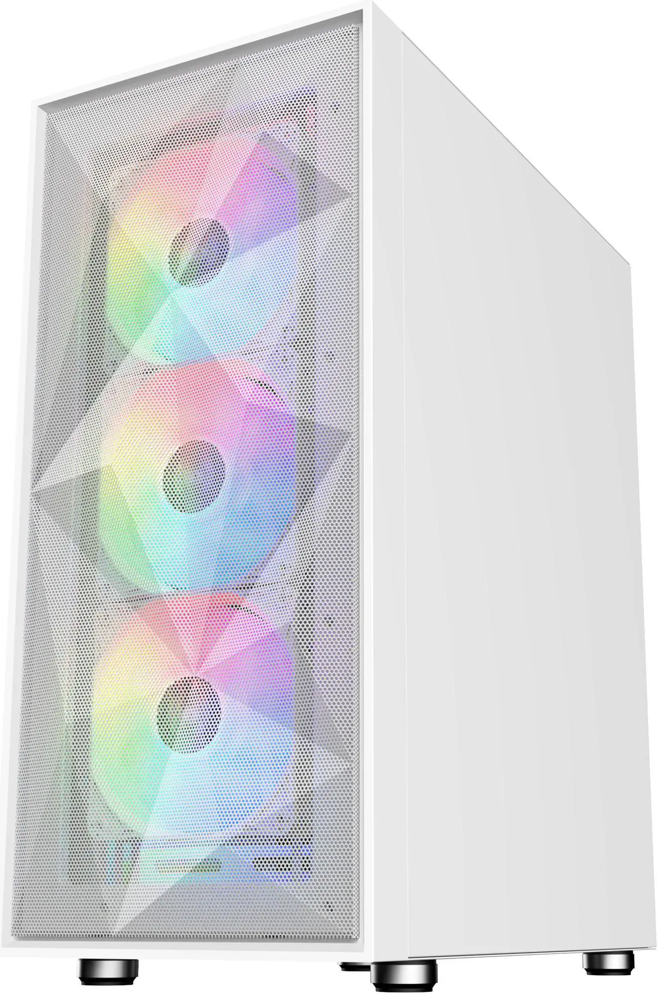 Alt view image 7 of 9 - SAMA 3509 White Tempered Glass Open Door Gaming ATX Computer PC Case Mid Tower Black with 4 Addressable RGB Fans Pre-installed